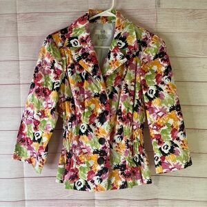 S.L.B. Petite‎ Floral 3/4 Sleeves Cotton Blend Jacket Size PM